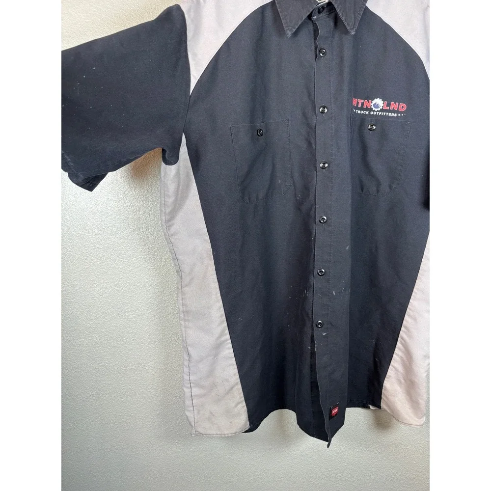 Red Kap XL Mens Mechanic Shop Work Shirt Short Sleeve‎ Black Gray Button Up